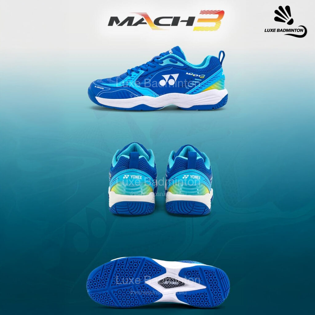 รองเท้าแบดมินตัน Yonex Mach 3 4 Yonex Power Cushion Mach 3 น้ำเงิน
