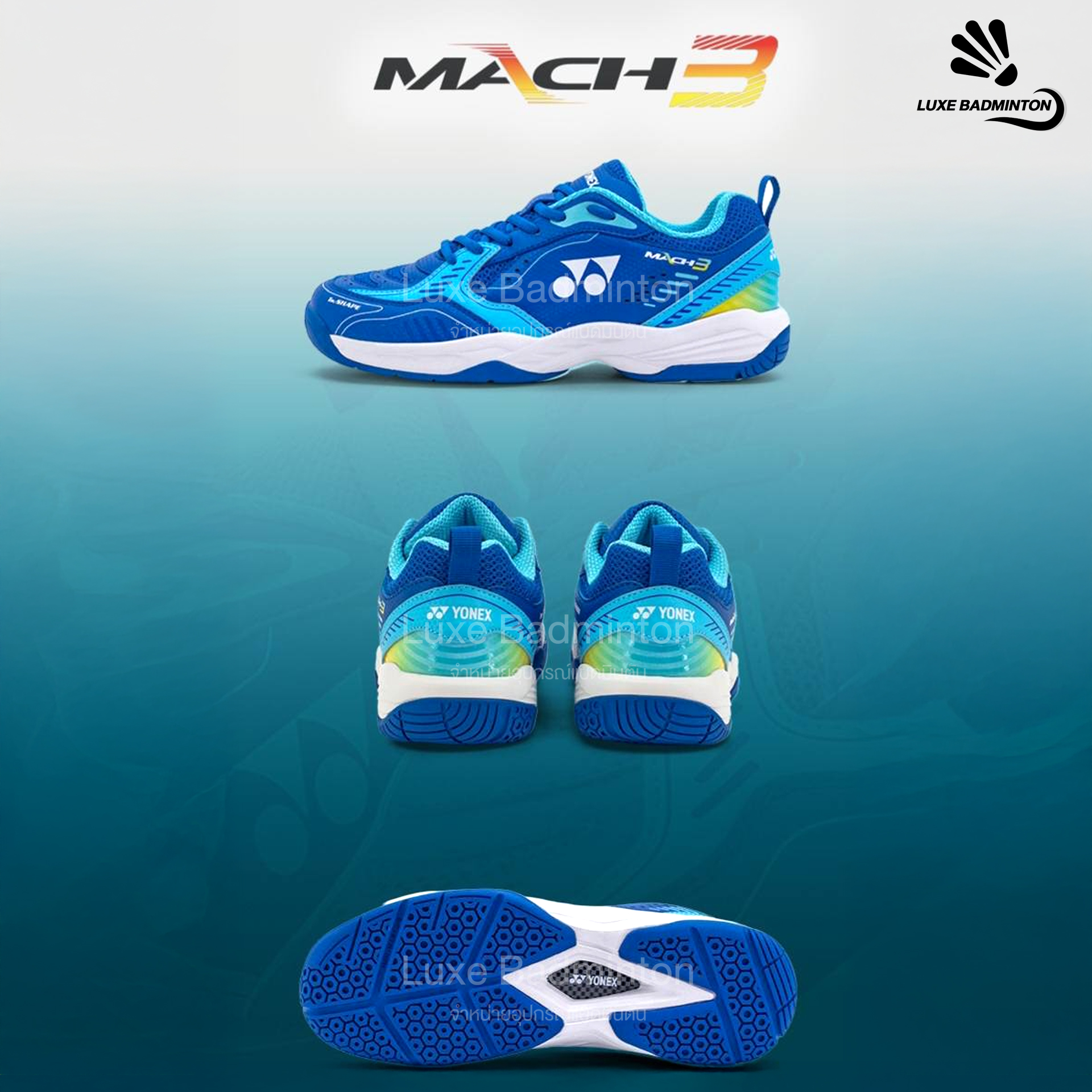รองเท้าแบดมินตัน Yonex Mach 3 3 Yonex Power Cushion Mach 3 น้ำเงิน